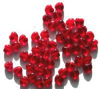 50 8mm Transparent Red Heart Beads